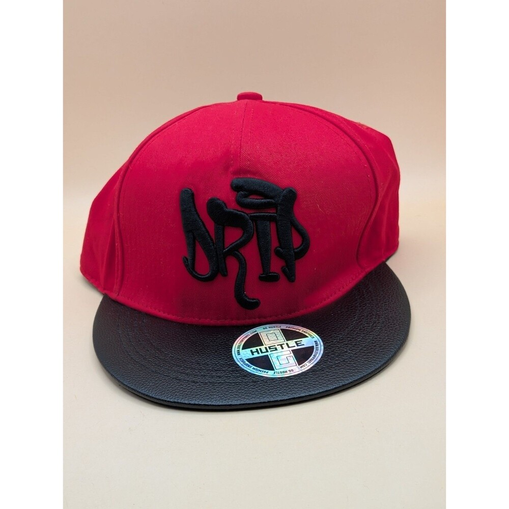 Vintage OG Hustle Drip Snapback Cap Flat Bill Hat Bailey Apparel Red & Black